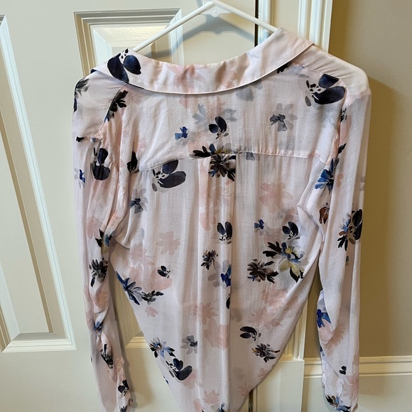 NWT! Cloth & Stone Anthropologie Tavira Sheer Floral Blouse pink/rose XS - Picture 3 of 11